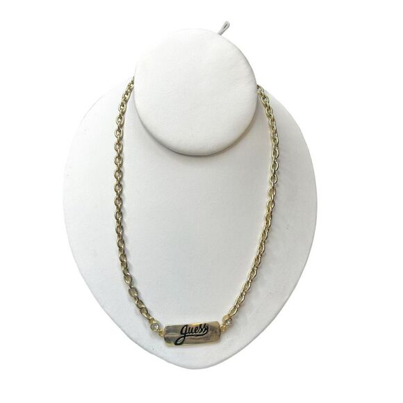 Guess gold toned chain necklace with “guess” plated name plate - Picture 1 of 6